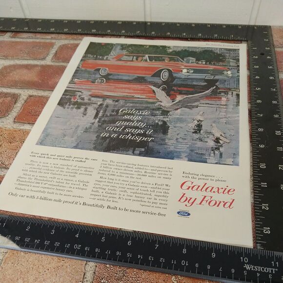 1961 Ford Galaxie Quality / Whisper - Red Car - Original Vtg PRINT AD Ephemera - Picture 2 of 10